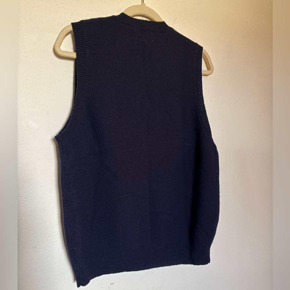 Vintage NWT GAP Men's V-Neck Super Dark Blue/Black Sweater Vest - Picture 3 of 7